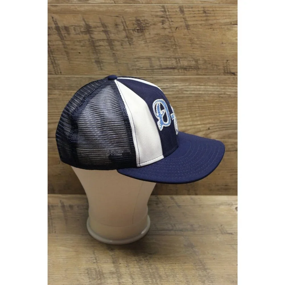 AJD Vintage Lucky Stripes Snapback Trucker Hat Size Large Chain‎ Stitch Knit